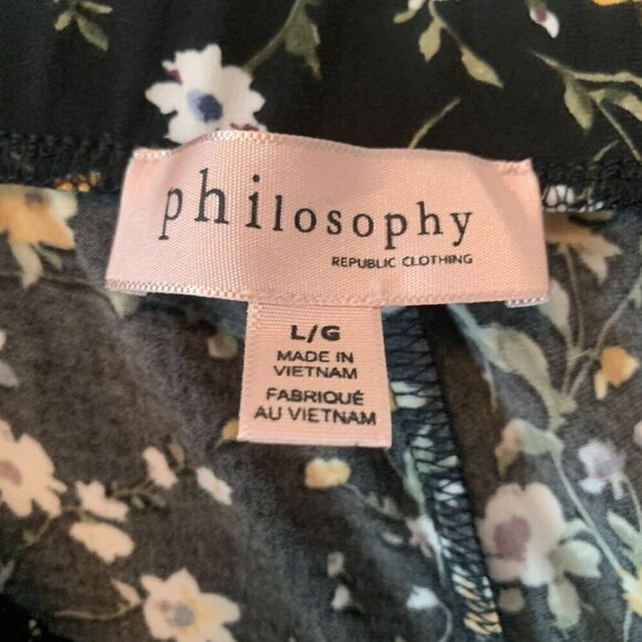 Philosophy Republic Clothing wide Leg Pants Black & Yellow Floral Size Large - Picture 2 of 4